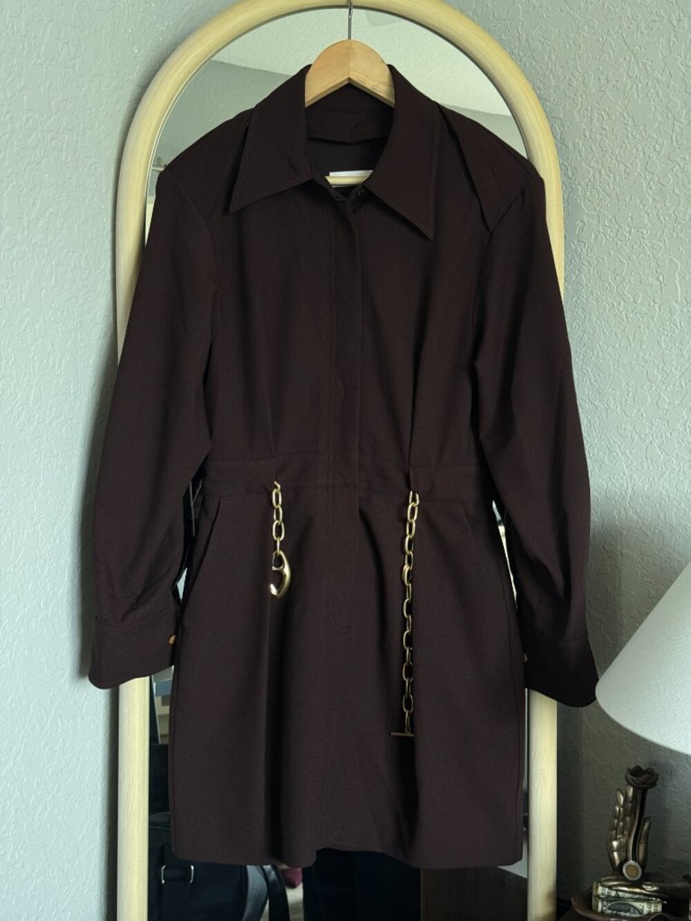 Jonathan Simkhai Espresso Chain Belt Mini Dress